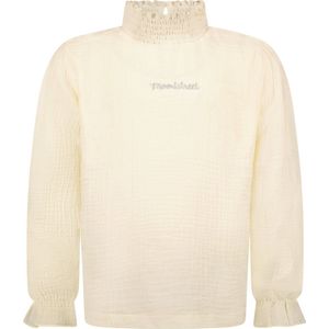 Meisjes blouse smock kraag - Warm wit