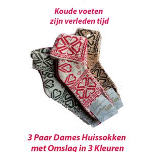 Huissokken - 3 Paar Dames - Met Omslag - 3 Kleuren