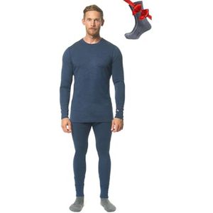 Heren Thermoshirt van 100% Merinowol met Lange Mouwen + Merinowollen Wand socks - Ideaal voor Elk Seizoen