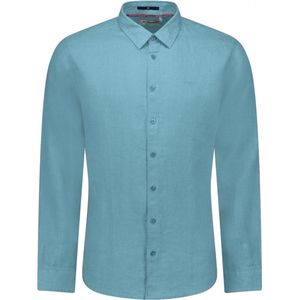 No Excess Mannen Linnen Overhemd Blauw XL