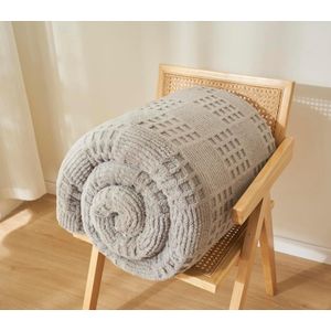 Waffel Design knuffeldeken, 150 x 200 cm, fleecedeken, pluizige deken, bankdeken, warme woondeken, flanellen deken, zacht, wollig, deken voor bed en bank, grijs