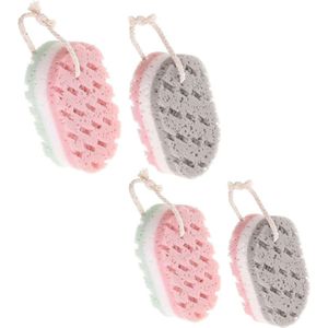 Lichaam Spons - 4 Stuks - Lichaam Scrubber - Rug Scrubber - Massage - Bad & douche - Bad Spons Set voor Vrouwen - Voor Body Wash en Badsponsingen - 15×9cm