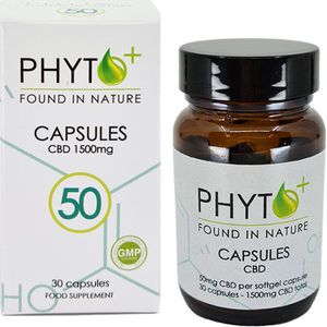 Phyto Plus® CBD Capsules 50 - Full Spectrum - Extra Sterk - 50mg - Cannabidiol - CBD - 1500mg Totaal - Pillen - Supplement - Hennepolie - Cannabis olie - Wietolie