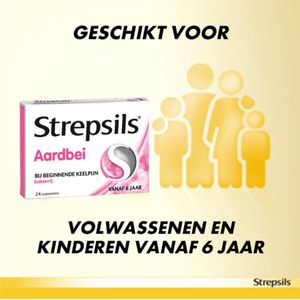 Strepsils Aardbei Suikervrij - 3 x 24 zuigtabletten