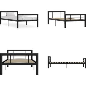 vidaXL Bedframe metaal zwart en wit 90x200 cm - Bedframe - Bedframes - Bed - Bedden