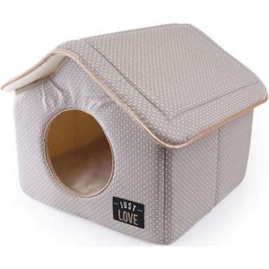Martin sellier hondenmand kattenmand huis just love taupe (43X43X40 CM)