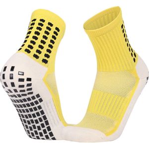 Heren Voetbal Sokken - Gripsokken - 3 paar - sportsokken - voetbal - one size 39-45 - Stevige en Comfortabele Sokken - Antislip Sokken voor Voetbal Basketbal Hockey Rugby Sport - antislip - geel