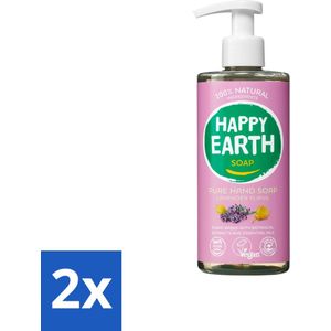 Happy Earth – Handzeep – 100% Natuurlijk Lavender Ylang – 300 ml - Voordeelverpakking - 2 stuks