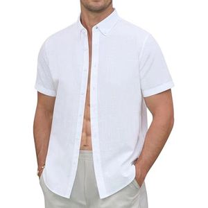 Linnen Korte Mouwen Overhemd voor Heren - Zomer Strandhemd