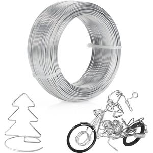 Belle Vous Zilver Aluminium Hobby Draad (60 m) - 1,5 mm Flexibel & Buigbare Sculptuur Hobbyrollen - Metaal voor DIY Sculpturen, Skelet Modellen, Sieraden, Kralen Rijgen, Krans Maken & Bonsai Bomen