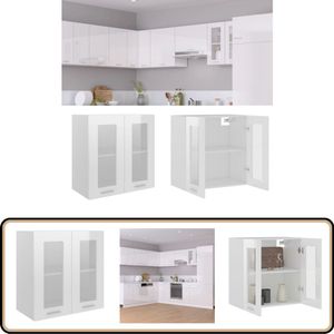 vidaXL Hangkast - 60x31x60 cm - Hoogglans wit Hangkast - Keukenopbergruimte - Keukeninrichting - Kookeiland - Opslagkast