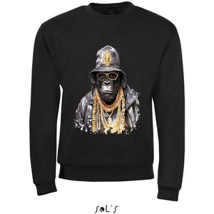 Sweatshirt 2-158an07 Monkey met gouden kettingen