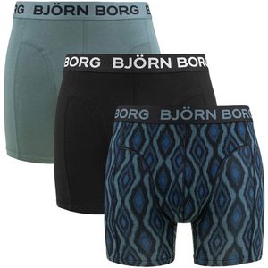 Björn Borg heren 3P bamboe boxers basic print groen & zwart