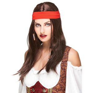 Vegaoo - Piraat of hippie pruik voor volwassenen - Bruin - One Size