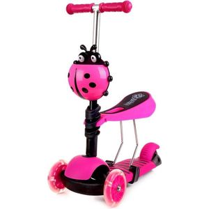 Mini Scooter Zadel Step Met 3 Wielen - Driewieler - LED Wielen - Roze