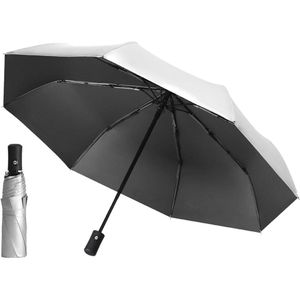 Compacte automatische reisparaplu met zilveren coating en UV-bescherming voor mannen, vrouwen en tieners