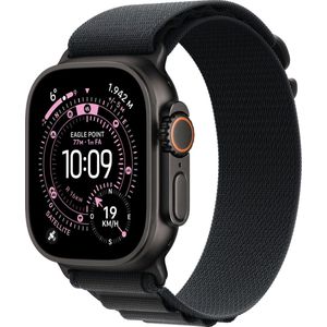 Apple - Watch Ultra 3 - Smartwatch - 49mm - Zwart Titanium Behuizing - Zwart Alpine Loop Small