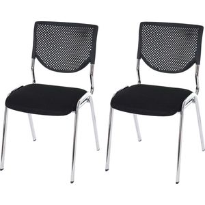 Cosmo Casa Set van 2 Bezoekersstoelen - Stapelbaar - Vergaderstoel - Stof/Textiel - Zwarte Zitting - Chromen Poten