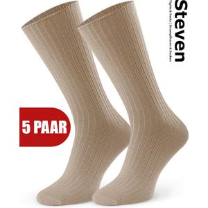 STEVEN - 76% Bamboe Sokken Zonder Elastiek - Herren Sokken Maat 43 44 45 46 - Multipack 5 Paar - Diabetes Medische Sokken - Effen Beige Bruin - Comfort Kwaliteit Duurzaamheid