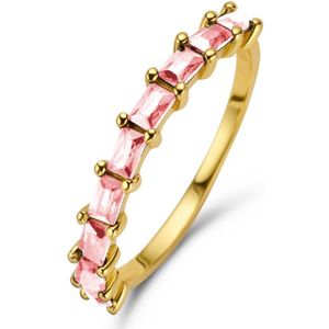 New Bling 9NB-0966-56 Zilveren Ring - Dames - Zirkonia - Baquette - Maat 56 - Roze - Goudkleurig