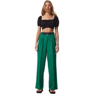 Happinessistanbul Gerookte Mannelijk Geweven Damesbroek Met Wijde Pijpen Hg00001