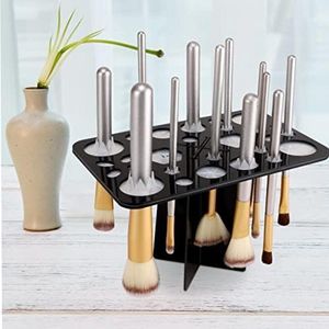 Make-Upborstelhouder - 28 Gaten Make-Upborsteldroogrek - Opvouwbaar - Acrylborstelhouder - Zwart - 20*13*13CM