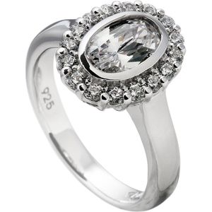 Diamonfire - Zilveren ring met steen Maat 16.5 - Ovaal - 14 mm