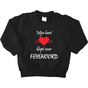 Mooie Baby Trui Sweater ""Mijn hart klopt voor FEYENOORD"" Rotterdam Zwart/wit/rood/wit Met Lange Mouwen Warm Maat 104 Unisex