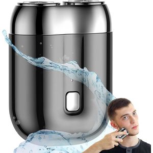 Scheerapparaat - Scheerapparaat voor heren - Mini-scheerapparaat - Draagbaar scheerapparaat - USB-oplaadbaar scheerapparaat met dubbele kop voor het lichaam - Lichtgewicht en comfortabel - Nat en droog voor op reis en thuisgebruik - Grijs