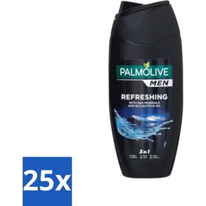 Palmolive Men 3-in-1 Body Face Hair Refreshing Etherische Eucalyptusolie Zeezoutextract 250 ml - Bulkverpakking - 25 stuks