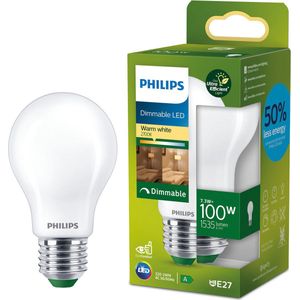 Philips Ultra Efficient LED lamp - Mat - 100W - E27 fitting - Dimbaar warmwit licht - Energielabel A