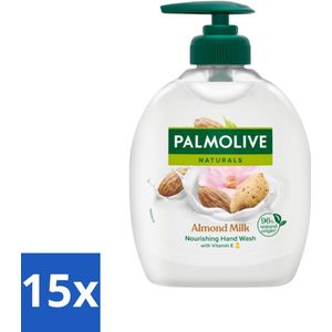 Palmolive - Amandelmelk - Handzeep Met Pomp - Milde Reiniging - 300 ml - Bulkverpakking - 15 stuks