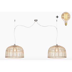 Dubbele Hanglamp – BORNEO – Bamboe - Large
