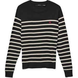 VERO MODA - VMDORY - Gebreide Trui - Zwart / Wit