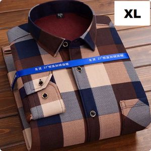 Geruite flanellen overhemd - fleece gevoerd - bruin beige blauw - XL