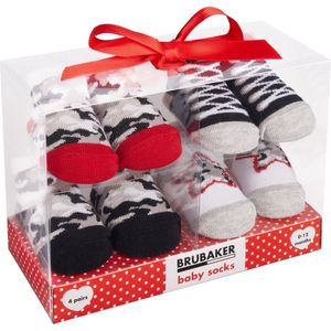 BRUBAKER 4 Paar Babysokken voor Jongens en Meisjes 0-12 Maanden - Babyshower - Cadeau - Baby Geschenkset voor Pasgeborenen in Geschenkverpakking met Strik - Camouflage