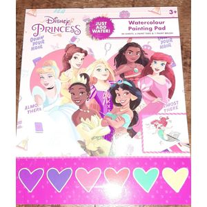 Sambro - Disney Princess watercolour painting pad - waterverf kleurboek - waterverfboek - prinsessen - 20 blz + verf + kwast