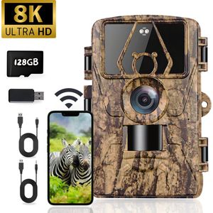 CoolFule - Wildcamera Pro - Nachtzicht - 8K - Inclusief 128GB SD-kaart en USB-reader