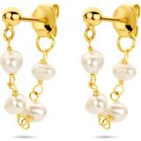 Zilver - Klapoorringen - Geel - 1 Micron - Zirkonia - 17.5x2mm