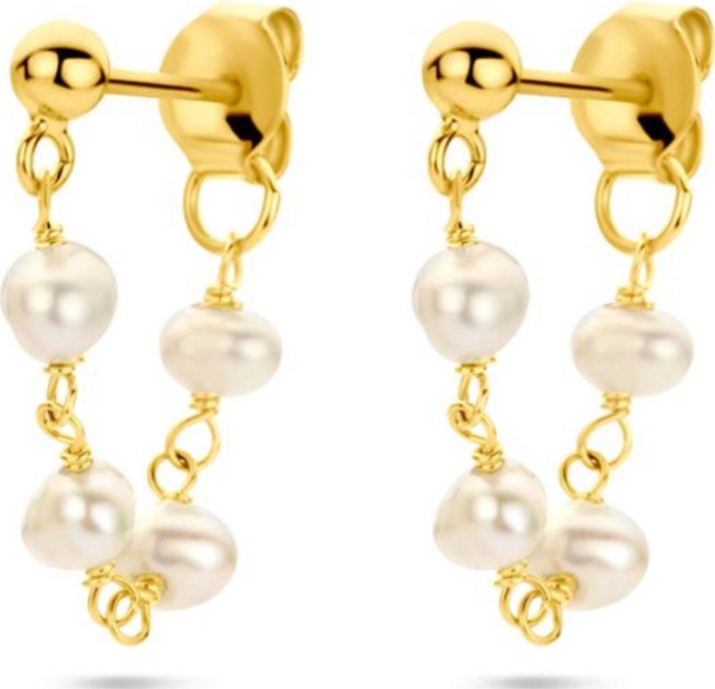 Zilver - Klapoorringen - Geel - 1 Micron - Zirkonia - 17.5x2mm