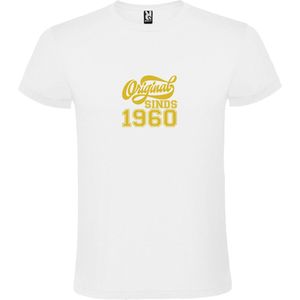 Wit T-Shirt met “Original Sinds 1960 “ Afbeelding Goud Size XS