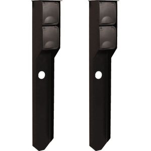 Leavi 2x Double Spike XL - Buitenstopcontact - Tuinpaal met dubbel stopcontact - Randaarde - IP54 - 48cm - Zwart - 2 stuks