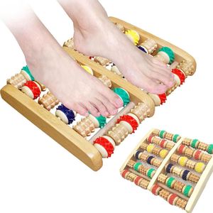 JGS Premium - 6-Rij Roller Kleur Zool Massager Dual Foot Massager - Houten Voetmassage Roller voor Thuis en Op Kantoor - Plantaire Fasciitis en Oedeem Behandeling