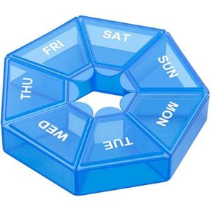 Pillendoos - 7 Dagen - Pillenbakje - Pillen Organizer - Medicijn Doosje - Bewaardoos - Blauw