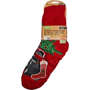 Antonio Heren Huissokken - Huissokken Kerst Rood - Antislip ABS - One Size (42-47) - Warme Sokken - Kerstcadeau voor mannen