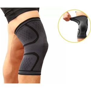 Kniebrace Kniebandage - Zwart / Grijs - maat M - 1 Stuk