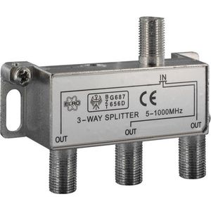 Q-link Coax F- splitter | 1x in - 3x out | 7 mm | demping 4 dB