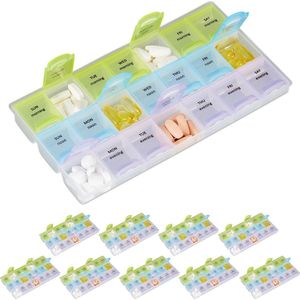 relaxdays 10x pillendoos 7 dagen 3 vakken - medicamenten doos - pillendoosje - Engels