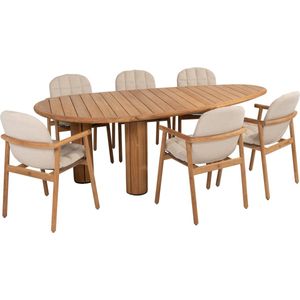 Corsica Samos pebble dining tuinset 7 delig 240x130xH75 cm 4 Seasons Outdoor