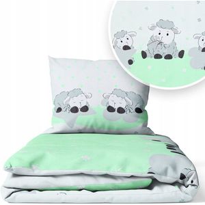 Kinderbeddengoed 120x160cm 50x70cm 2-delig - Vrolijke Schaapjes Mint